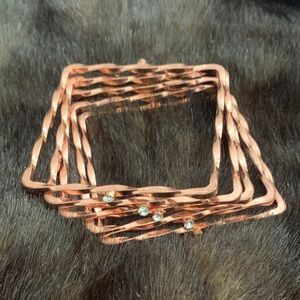 Rose Gold Square Bangles with Rhinestones